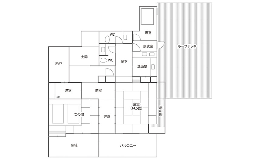 「貴賓室」の間取りです。本間と次の間で構成されています。